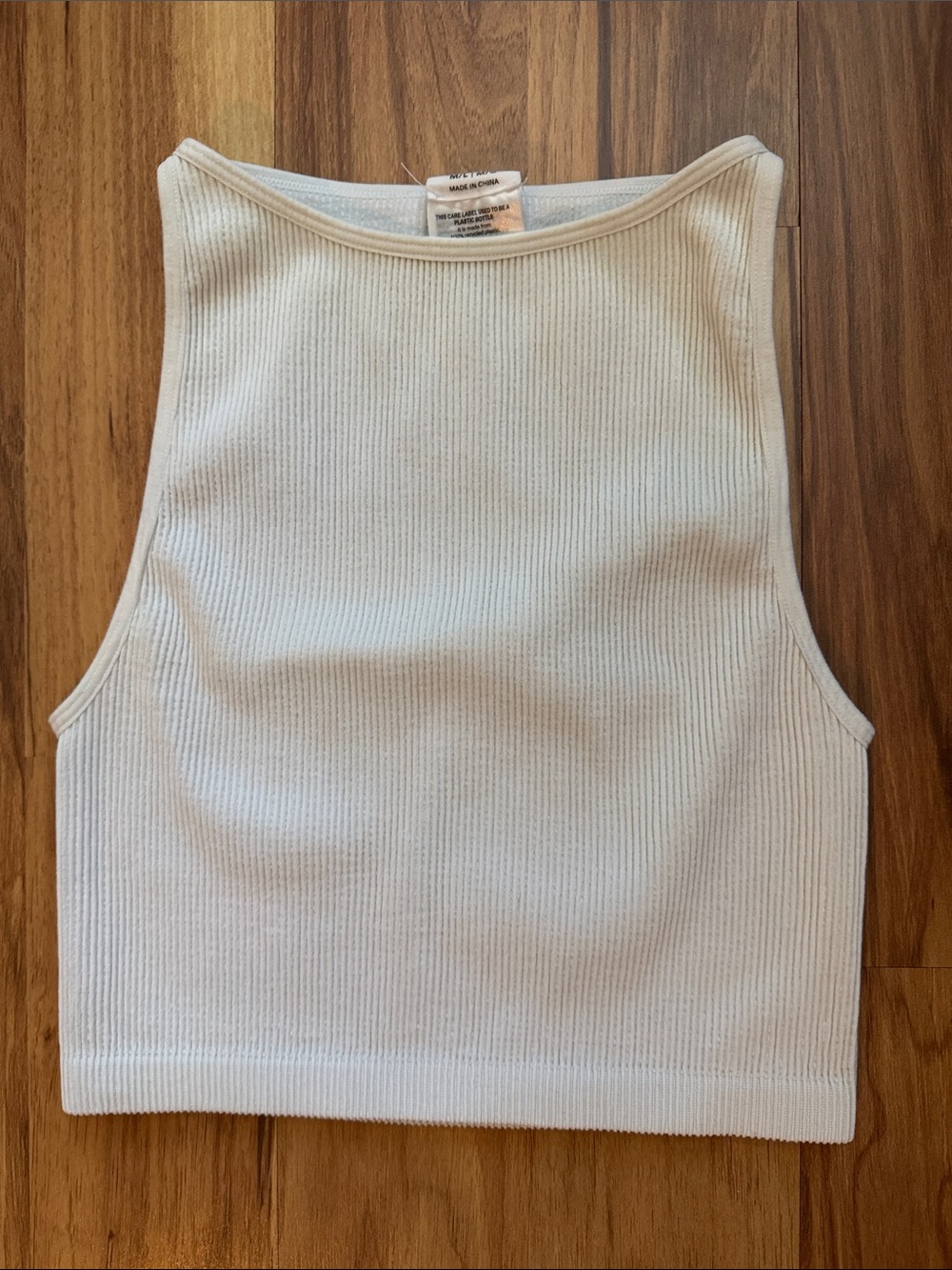 Cotton On Ribbed High-Neck Crop Top in Cream